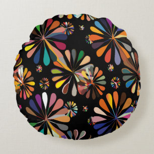 Cute Multi-Colour flowers Round Cushion