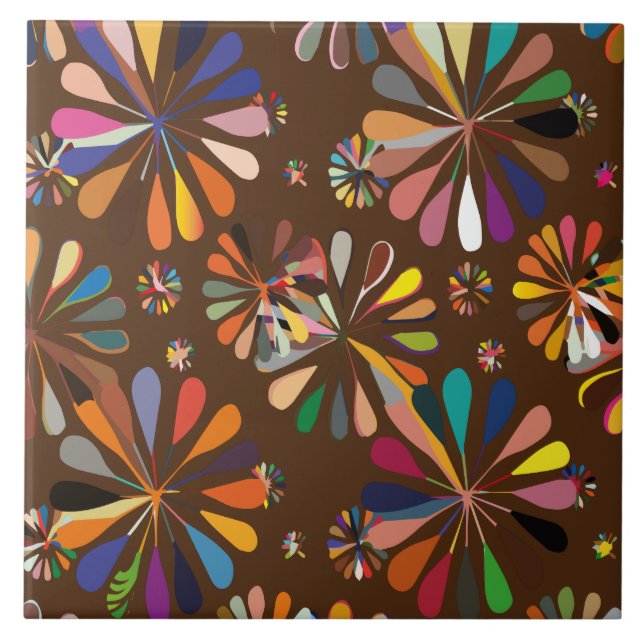 Cute Multi-Colour flowers Tile (Front)