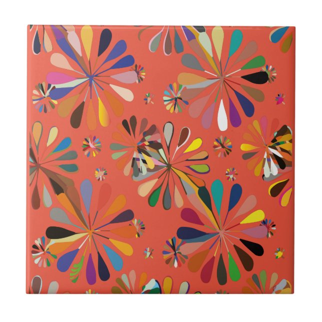Cute Multi-Colour flowers Tile (Front)