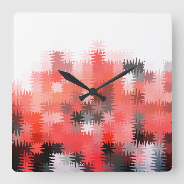 CUTE Multi-Colour Pattern Square Wall Clock (Front)