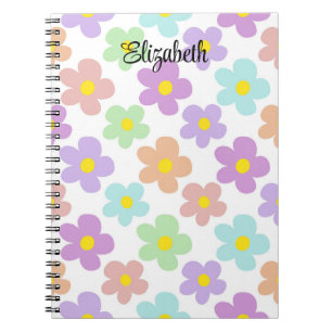 Cute multi coloured retro daisies girly journallin notebook