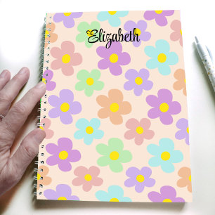 Cute multi coloured retro daisies girly journallin notebook