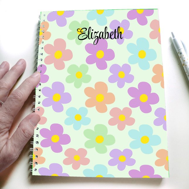 Cute multi coloured retro daisies girly journallin notebook (Creator Uploaded)