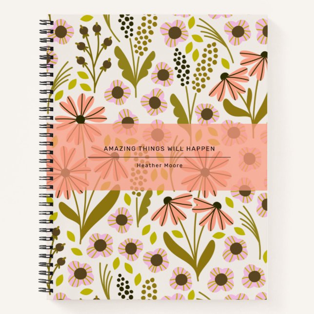 Cute Multi-Flower Pattern Spiral Notebook (Front)