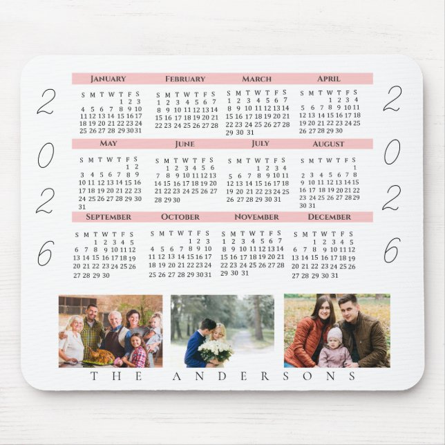 Cute Multi Photo 2021 Calendar Family Photo Mouse Mat (Front)