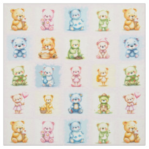 Cute Multi Teddy Bear Collage and Toys Seamless Fabric
