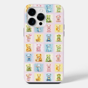 Cute Multi Teddy Bear Collage and Toys Seamless iPhone 14 Pro Max Case