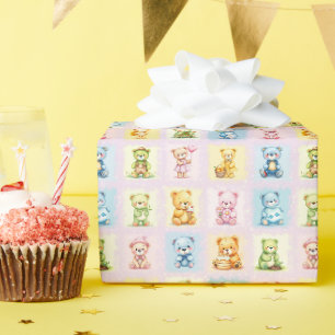 Cute Multi Teddy Bear Collage and Toys Seamless  Wrapping Paper