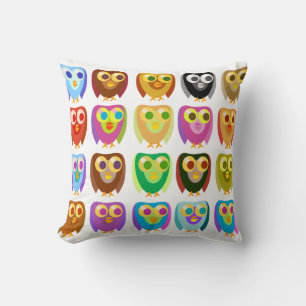 Cute Multicolor Cartoon Character Owl Pattern Cushion