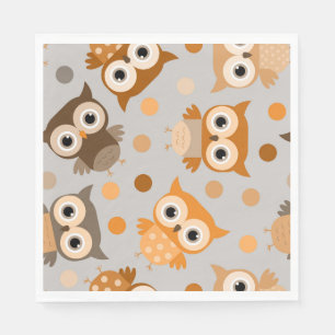 Cute multicolor colourful owl pattern napkin