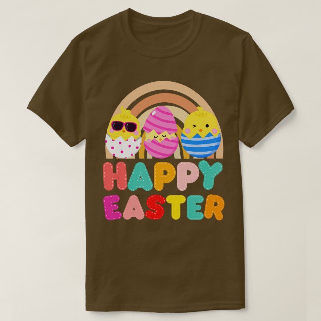 Cute Multicolor Easter Chickens T-Shirt (Design Front)