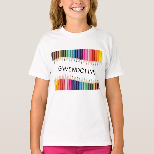 Cute Multicolor Markers Personalised T-Shirt (Front)