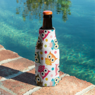 Cute multicolor owl pattern bottle cooler