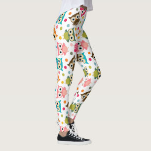 Cute multicolor owl pattern leggings