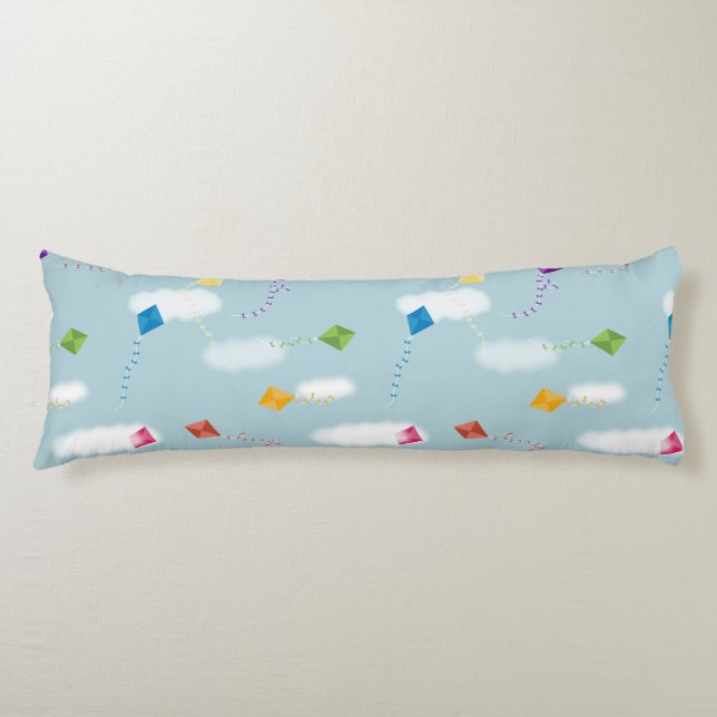 Cute Multicolored Flying Kites Kids Pattern Body Cushion (Front)