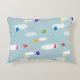 Cute Multicolored Flying Kites Kids Pattern Decorative Cushion