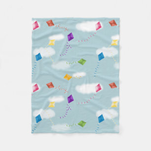 Cute Multicolored Flying Kites Kids Pattern Fleece Blanket