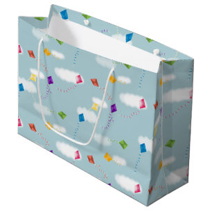 Cute Multicolored Flying Kites Kids Pattern Large Gift Bag