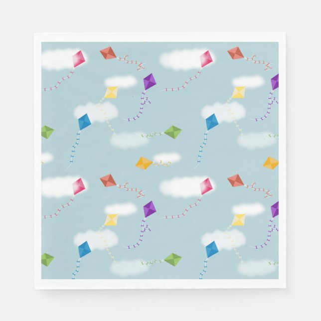 Cute Multicolored Flying Kites Kids Pattern Napkin (Front)