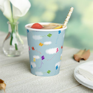 Cute Multicolored Flying Kites Kids Pattern Paper Cups
