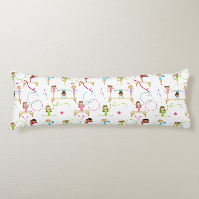 Cute Multicolored Gymnastics Kids Pattern Body Cushion (Front)