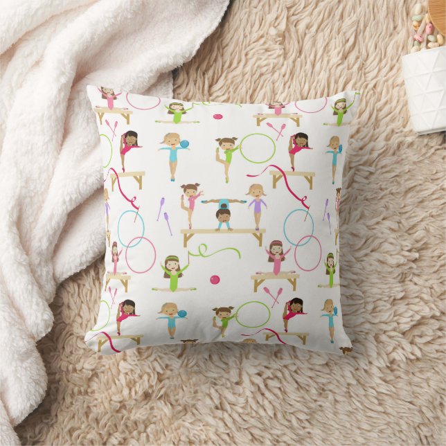 Cute Multicolored Gymnastics Kids Pattern Cushion (Blanket)