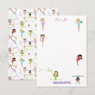Cute Multicolored Gymnastics Kids Thank You Card