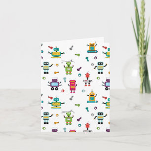 Cute Multicolored Robots Kids Robot Pattern Card