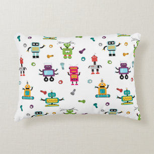 Cute Multicolored Robots Kids Robot Pattern Decorative Cushion