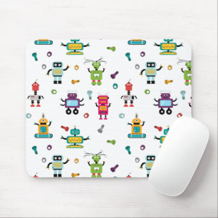 Cute Multicolored Robots Kids Robot Pattern Mouse Mat