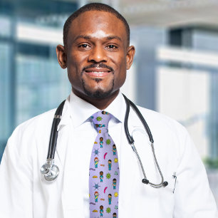Cute Multicultural Germ Fighting Docs and Nurses Tie