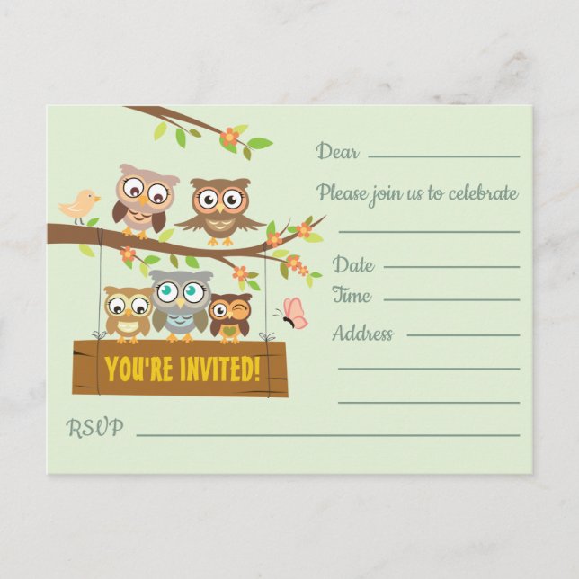 Cute, multipurpose fill in invite design postcard (Front)