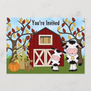 Cute Mum and Baby Cow Autumn Baby Shower Invite