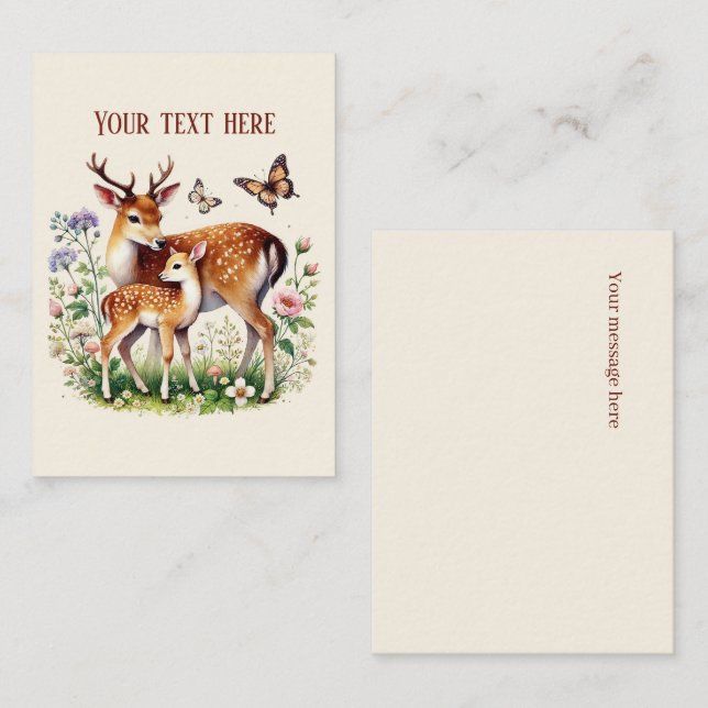 Cute Mum and baby deer add your message  Card (Front/Back)