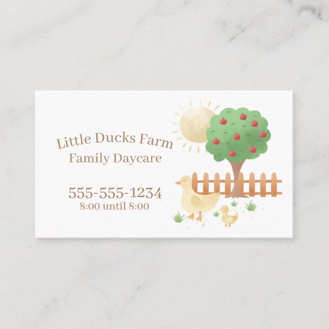 Cute Mum and Baby Duck Childcare Professional Business Card (Front)