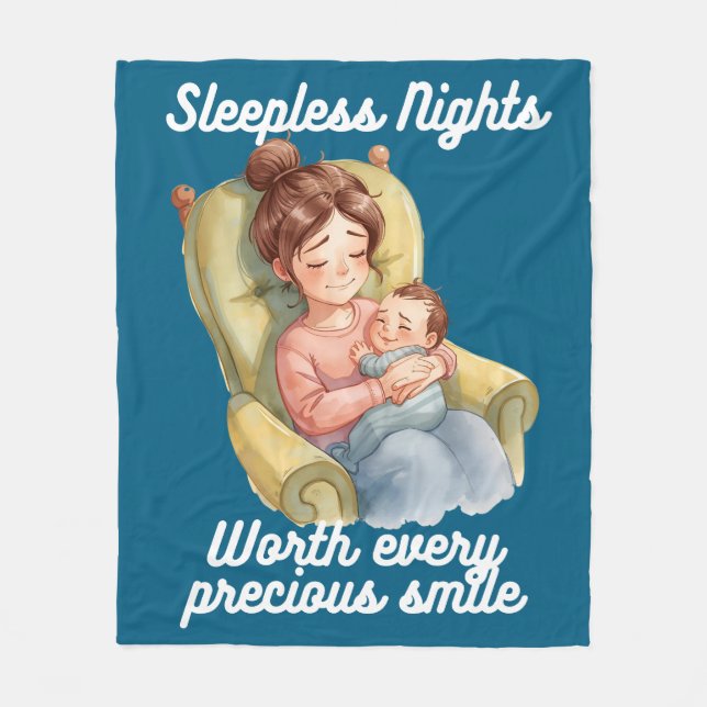 Cute Mum and Baby fleece blanket  (Front)