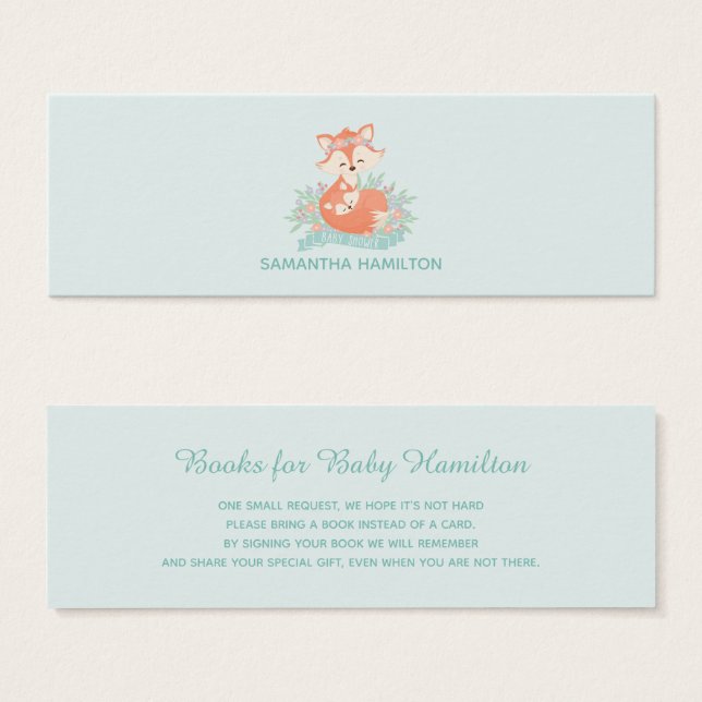 Cute Mum and Baby Fox Boy Baby Shower Book Request (Front & Back)