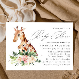 Cute Mum and Baby Giraffe Baby Shower Invitation