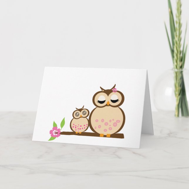 Cute mum and baby owl card (Front)