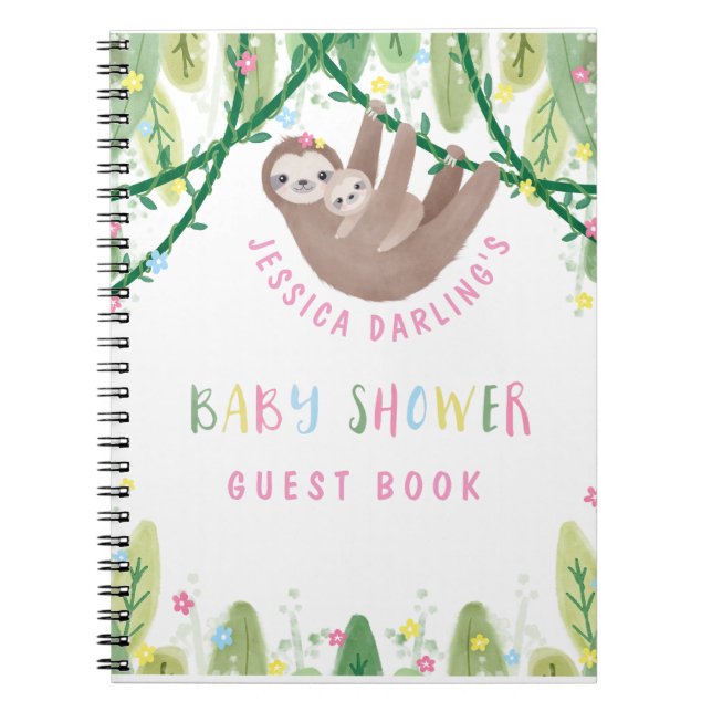 Cute Mum and Baby Sloth Guest Book (Front)