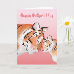 Cute mum and baby tiger Mother's Day card
