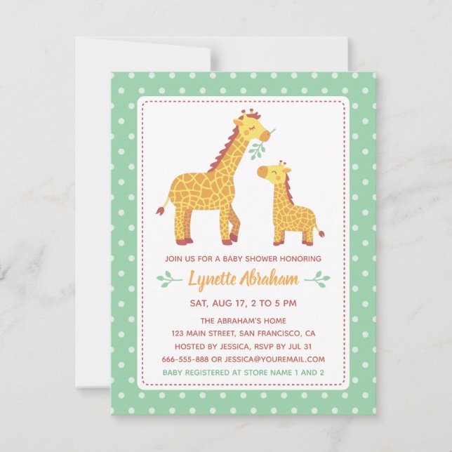 Cute Mum and Child Giraffe Baby Shower Invitation (Front)