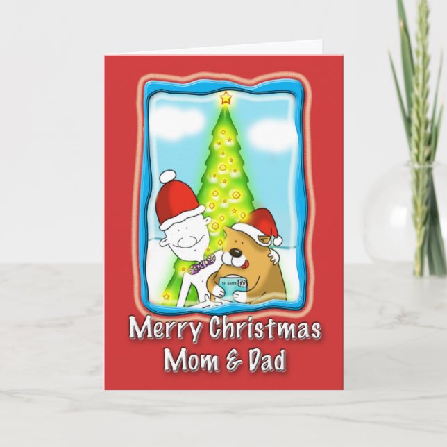 cute mum and dad Christmas card (Front)