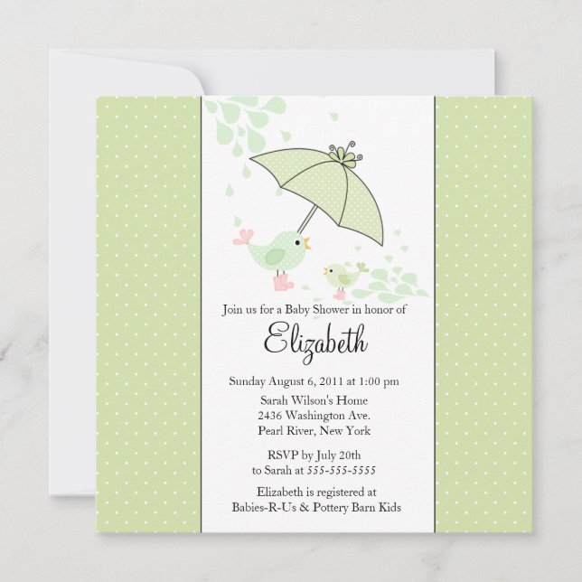 CUTE Mum & Baby Bird Baby Shower Invitation (Front)