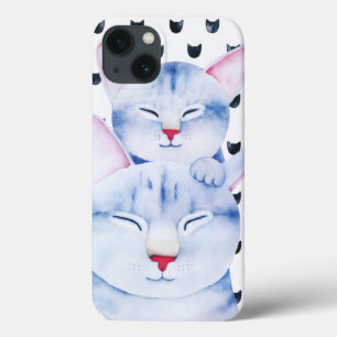 Cute Mum Baby Cat Love Watercolor iPhone 13 Case