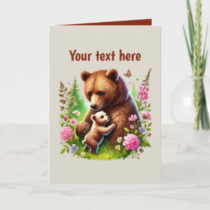 Cute Mum baby customisable bear Card