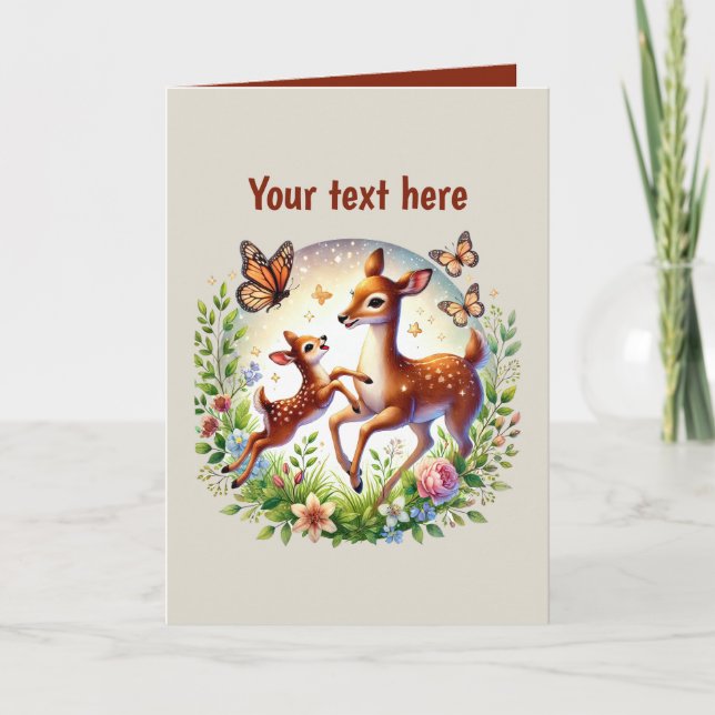 Cute Mum baby customisable deer  Card (Front)