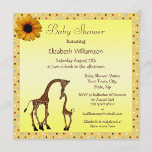 Cute Mum & Baby Giraffe Neutral Baby Shower Invitation