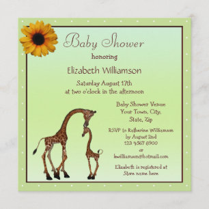 Cute Mum & Baby Giraffe Neutral Green Baby Shower Invitation