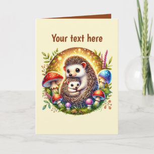 Cute Mum baby hedgehog customisable  Card